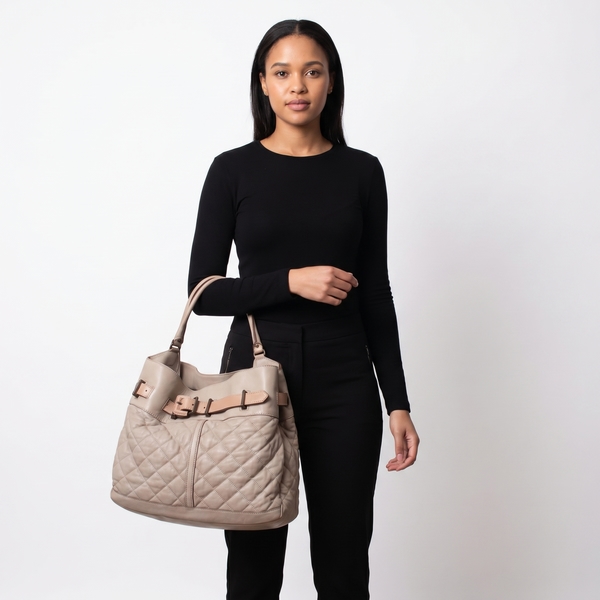 Quilted Leather Enmore Hobo Grey