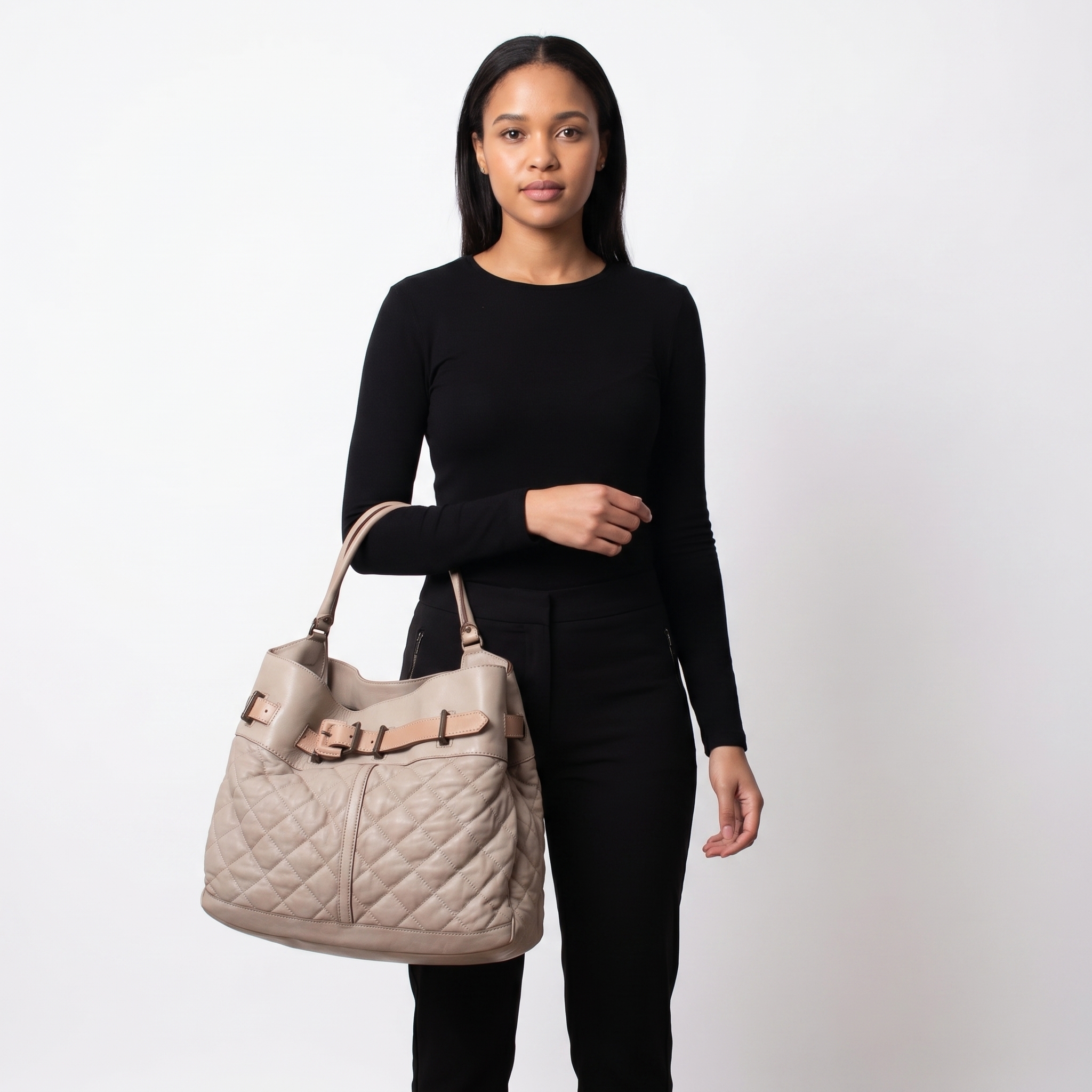 BURBERRY Quilted Leather Enmore Hobo Grey | Luxity