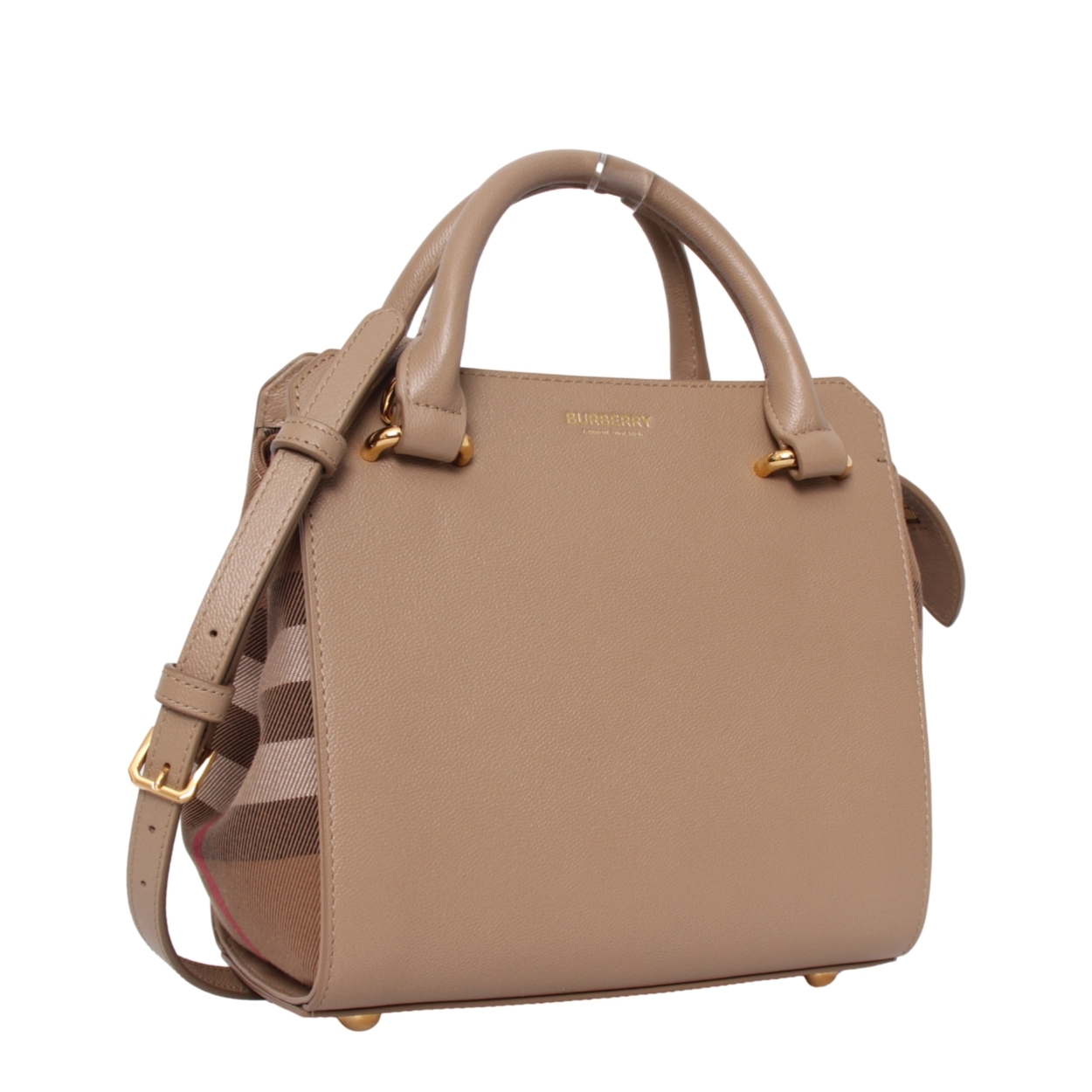 BURBERRY Leather/Canvas Check Mini Banwell Shoulder Bag Beige | Luxity