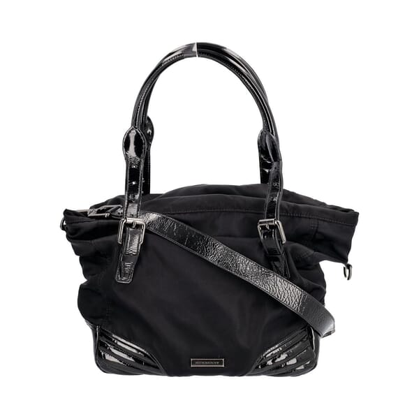 Nylon/Patent Shoulder Bag Black
