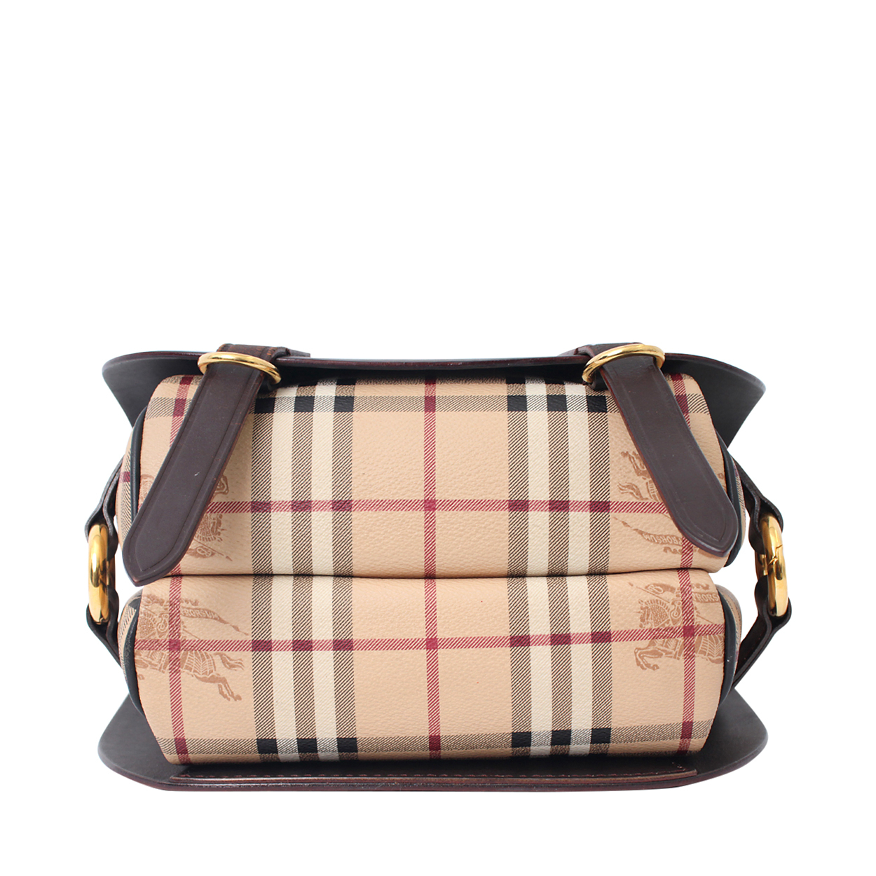 BURBERRY Haymarket Check Bridle Saddle Bag Brown | Luxity