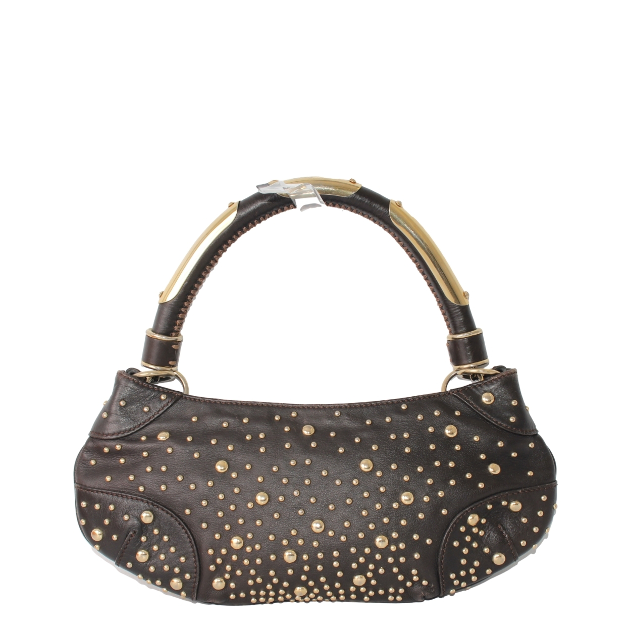 BURBERRY Leather Studded Cadet Shoulder Bag Brown | Luxity