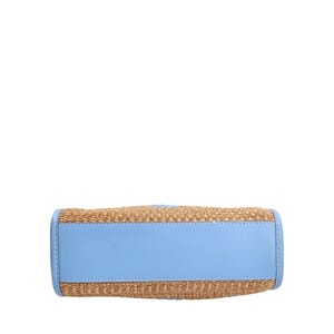 Raffia/Leather Mini Freya TB Tote Beige/Blue, view 8