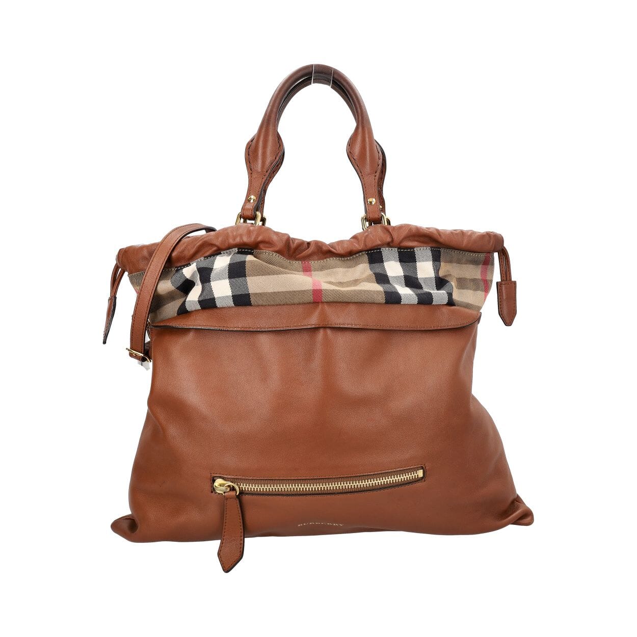 BURBERRY Leather/Canvas Check Big Crush Tote Brown | Luxity