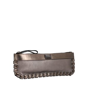 Leather Studded Wristlet Gunmetal, view 2