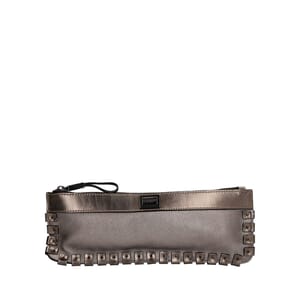 BURBERRY Leather Studded Wristlet Gunmetal | Luxity