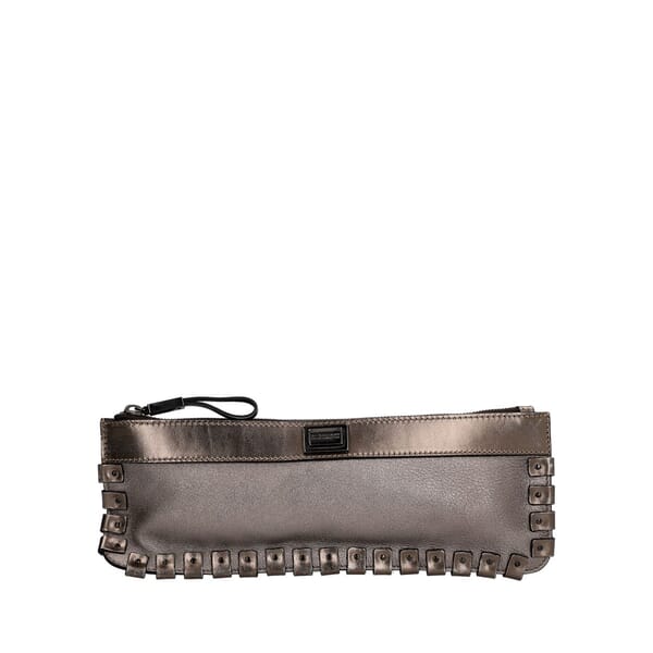 BURBERRY SUPPLE GRA LEATHER TOBY ケース BURBERRY Leather Studded Wristlet Gunmetal | Luxity