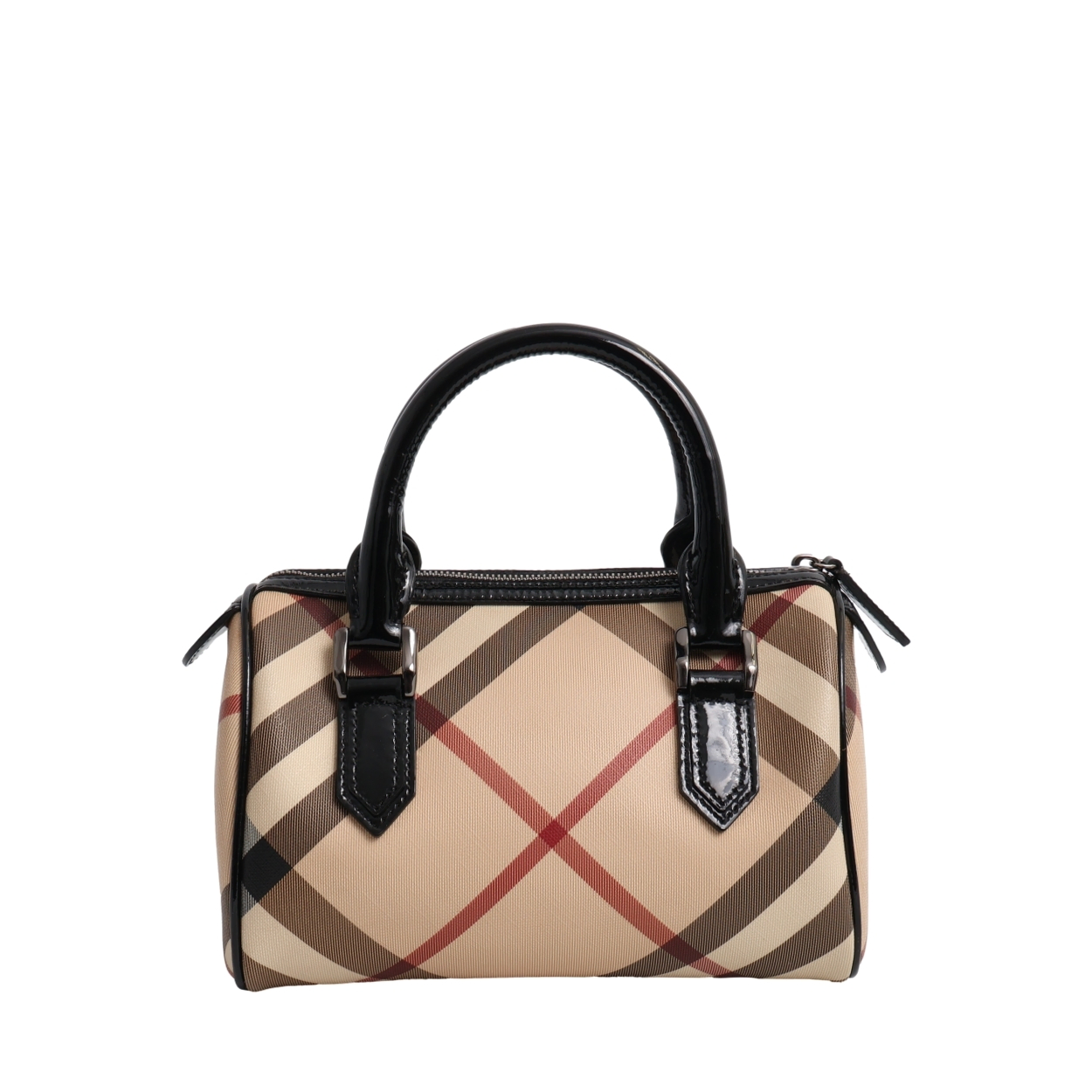 BURBERRY 筒型 Mini Boston Bag Nova Check BURBERRY Nova Check Boston Bag Beige/Black | Luxity