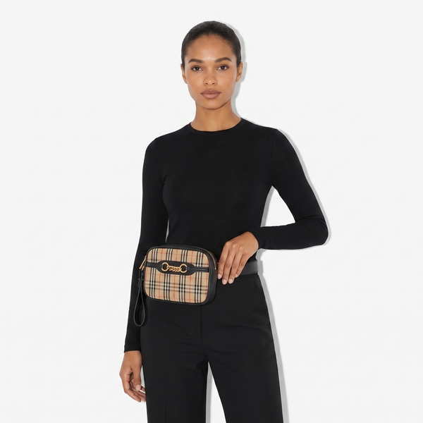 Check/Leather 1983 Link Belt Bag Beige/Black