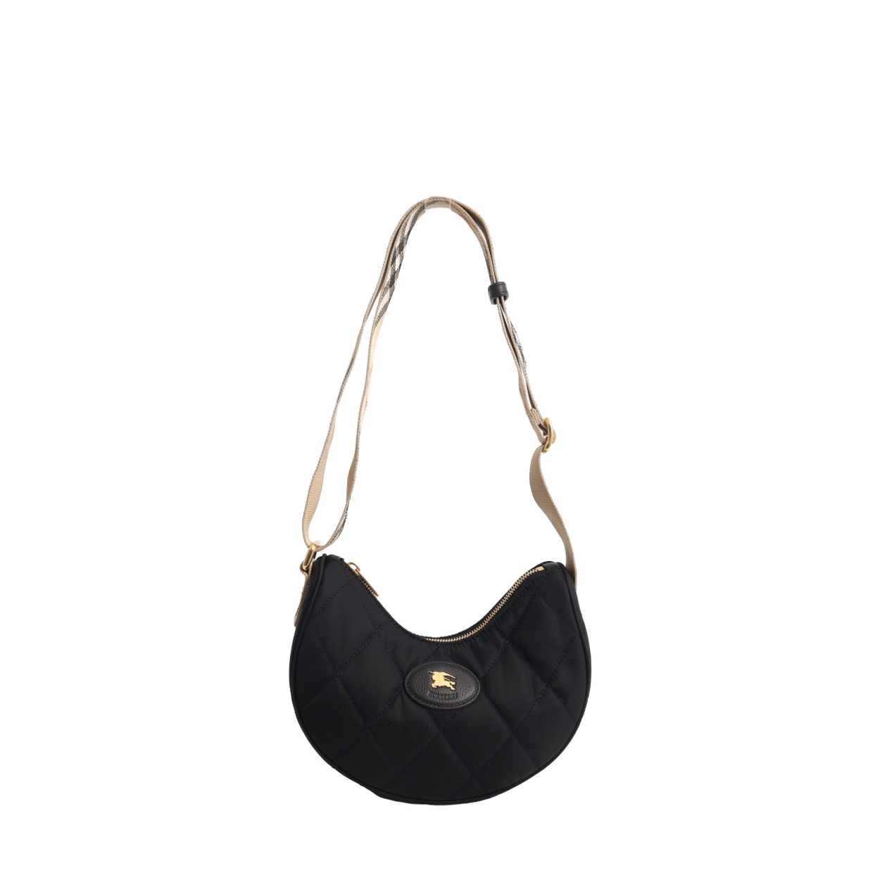 Nylon Horseshoe Crossbody Bag Black