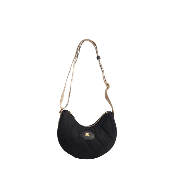 Nylon Horseshoe Crossbody Bag Black