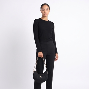 Nylon Horseshoe Crossbody Bag Black, view 8