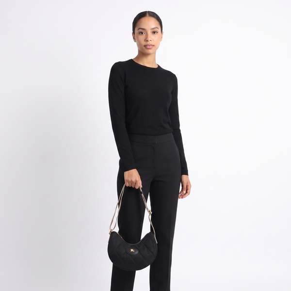 Nylon Horseshoe Crossbody Bag Black
