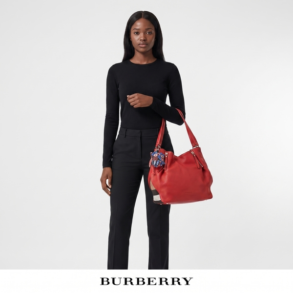 Leather/Canvas Check Maidstone Shoulder Bag Red