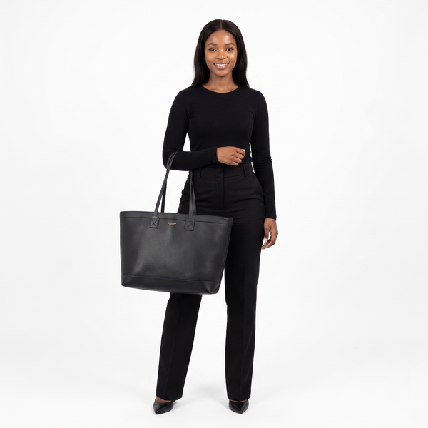Leather London Medium Tote Black