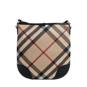 Patent/Coated Canvas Check Dryden Shoulder Bag Beige/Black, view 2