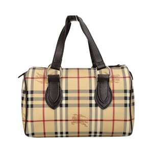 Canvas Check Bowling Bag Beige/Brown, view 3