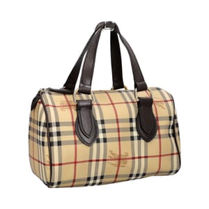 Canvas Check Bowling Bag Beige/Brown, view 2