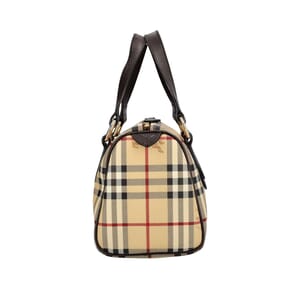 Canvas Check Bowling Bag Beige/Brown, view 6