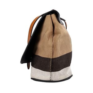 Leather/Canvas Shellwood Crossbody Bag Black/Beige, view 6