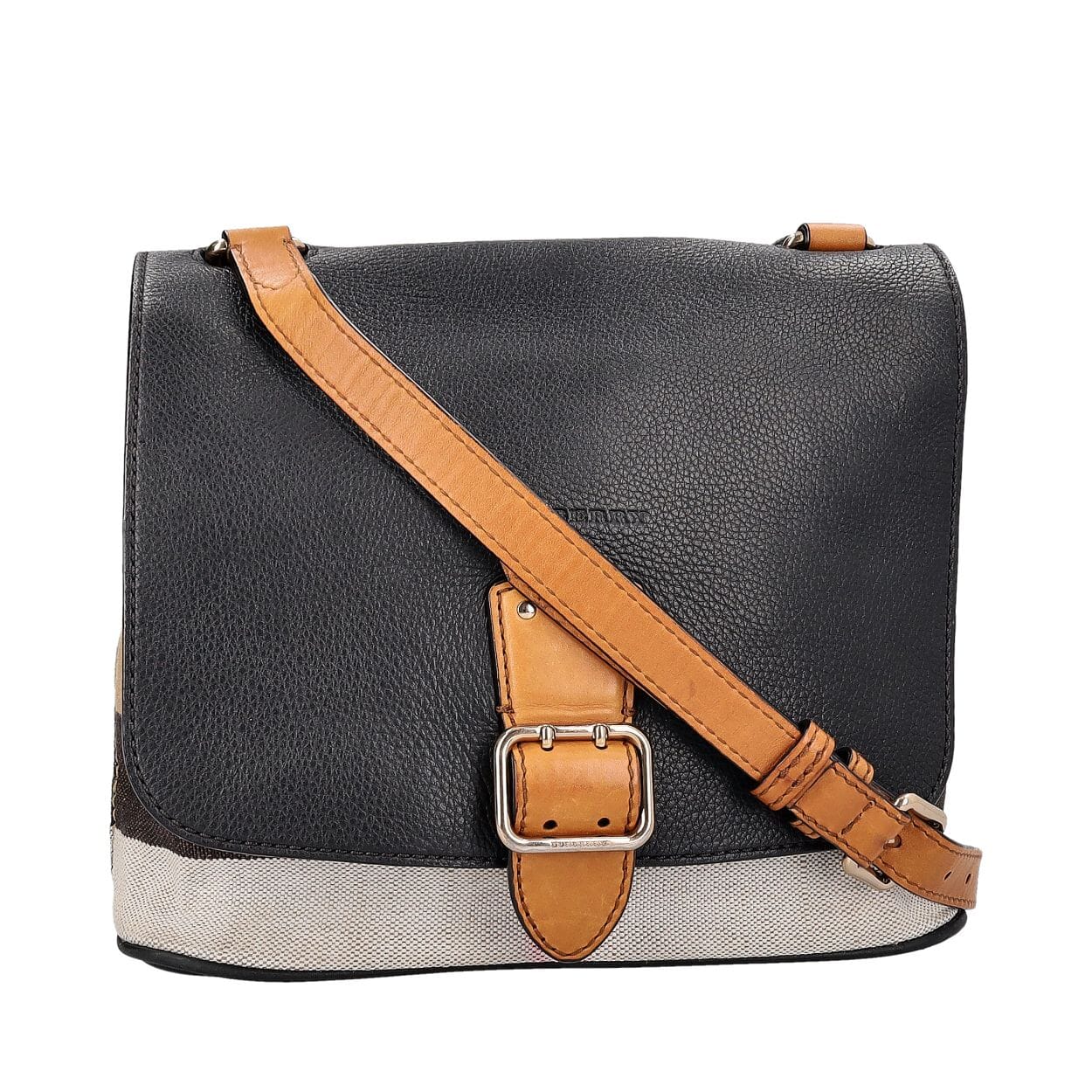Leather/Canvas Shellwood Crossbody Bag Black/Beige