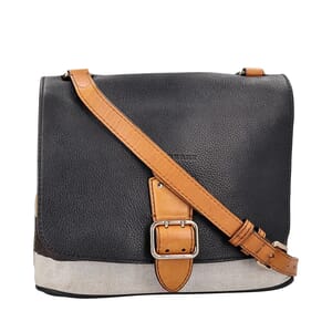 Leather/Canvas Shellwood Crossbody Bag Black/Beige