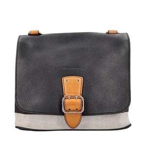 Leather/Canvas Shellwood Crossbody Bag Black/Beige, view 4