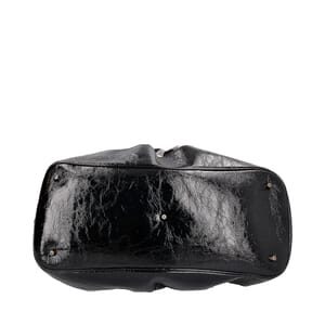 Patent/Nylon Check Shoulder Bag Black/Grey, view 6