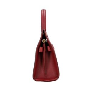 Leather Mini Title Tote Burgundy, view 5