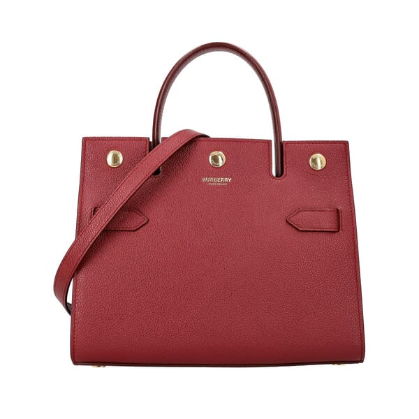 Leather Mini Title Tote Burgundy