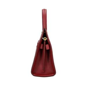 Leather Mini Title Tote Burgundy, view 6