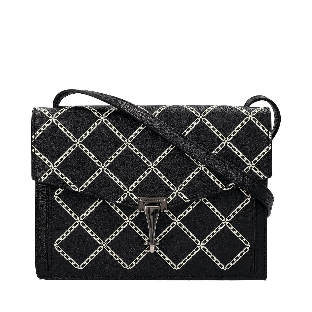 Leather Chain Print Macken Shoulder Bag Black/White