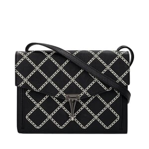 Leather Chain Print Macken Shoulder Bag Black/White