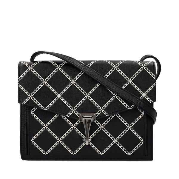 Leather Chain Print Macken Shoulder Bag Black/White