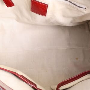 Patent/Coated Canvas Check Heart Shoulder Bag Beige/Burgundy, view 7