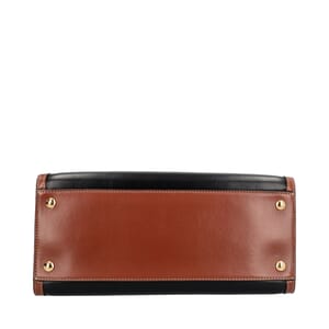 Leather/Canvas Check Medium Title Tote Black/Brown, view 7