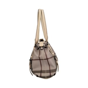 Coated Canvas Check Small Northfield Tote Beige, view 5