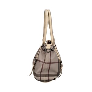 Coated Canvas Check Small Northfield Tote Beige, view 6