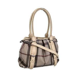Coated Canvas Check Small Northfield Tote Beige, view 2