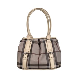 Coated Canvas Check Small Northfield Tote Beige, view 3