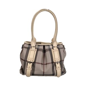 Coated Canvas Check Small Northfield Tote Beige, view 4