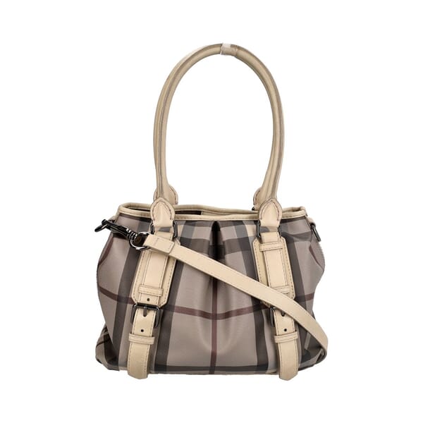Coated Canvas Check Small Northfield Tote Beige