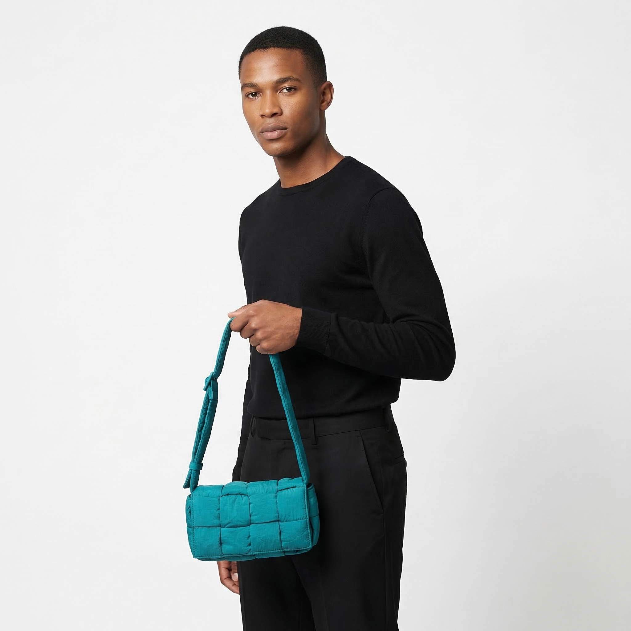 BOTTEGA VENETA Nylon Padded Tech Cassette Belt Bag Blue | Luxity