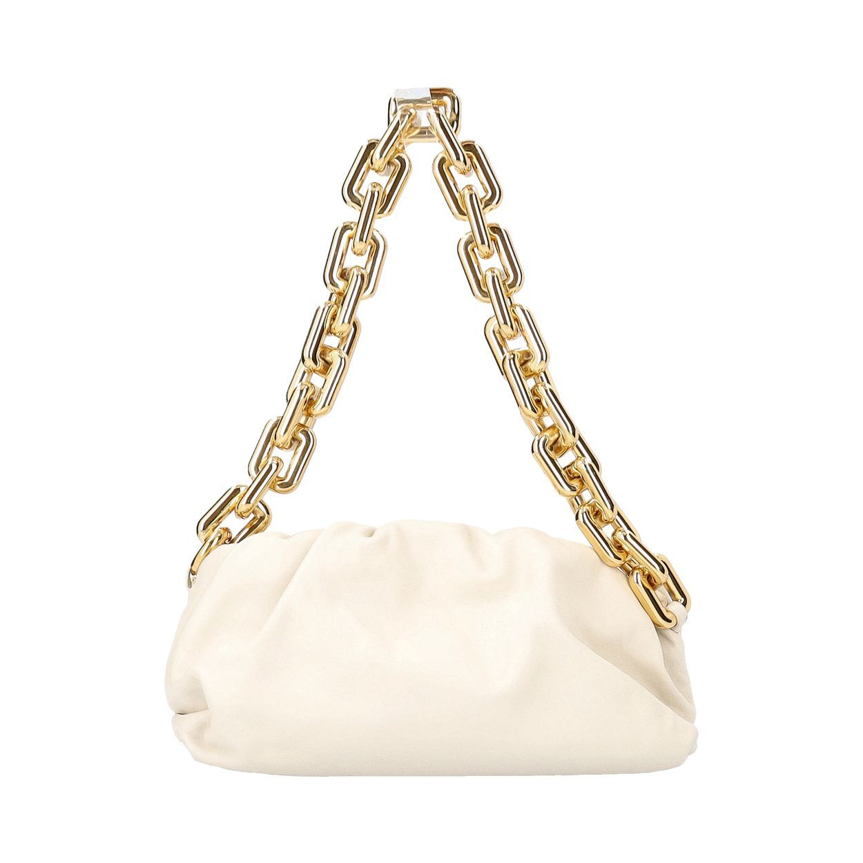 BOTTEGA VENETA Leather Chain Pouch Shoulder Bag Ivory | Luxity