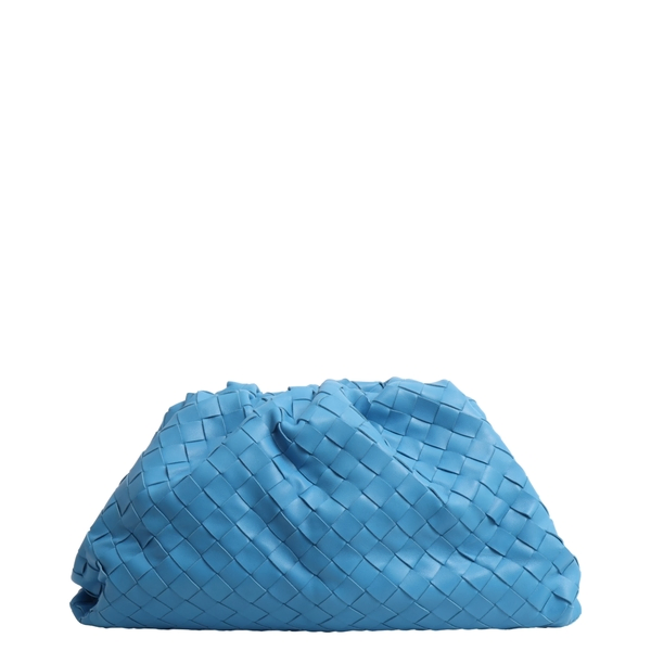 Leather Intrecciato Clutch Blue