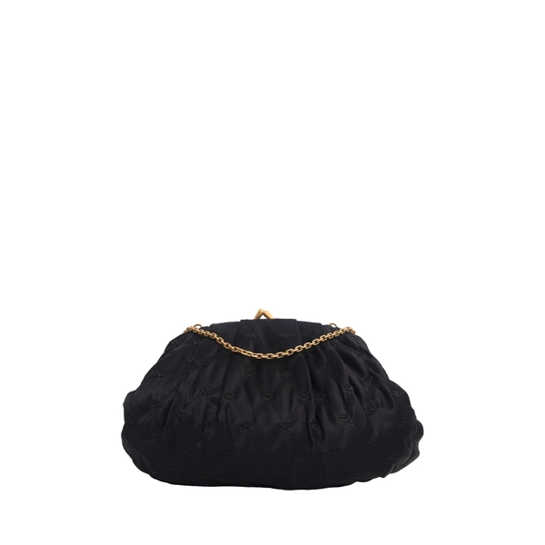 Vintage Satin Chain Bag/Clutch Black