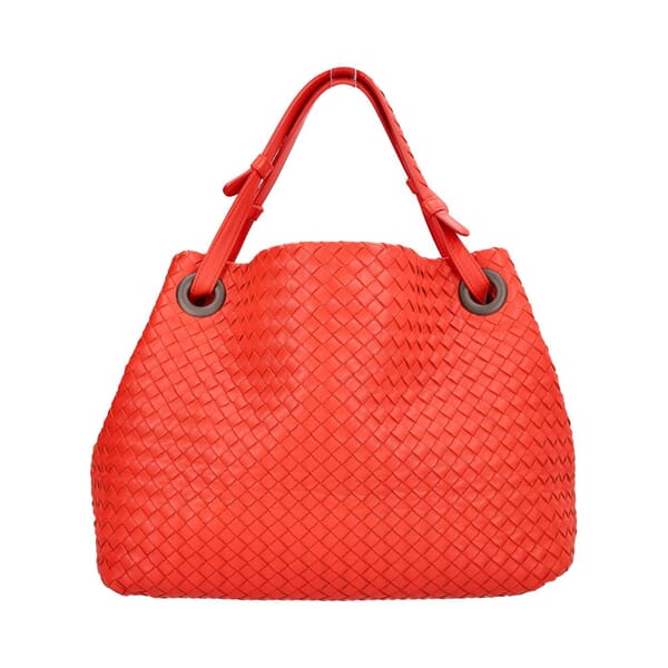 Intrecciato Leather Garda Medium Shoulder Bag Red