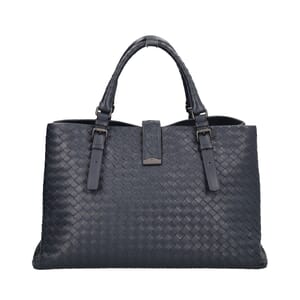 BOTTEGA VENETA Intrecciato Leather Roma Bag Navy Blue | Luxity