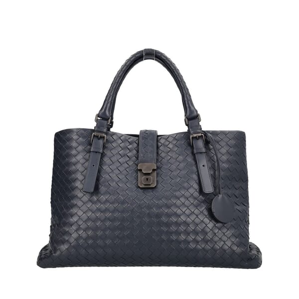 BOTTEGA VENETA Intrecciato Leather Roma Bag Navy Blue | Luxity