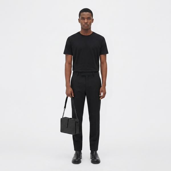 Leather Intrecciato Camera Bag Black